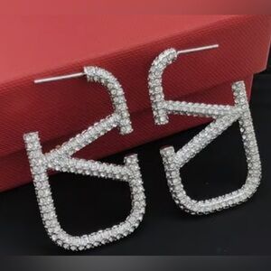 Valentino VLogo Signature Earrings In Metal with Crystals